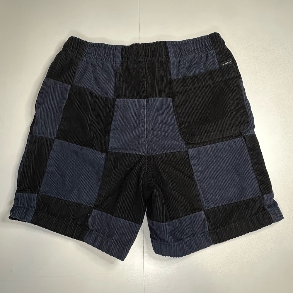 PacSun Volley Corduroy Shorts Mens Small Navy Black Patchwork Drawstring Casual - Picture 2 of 8